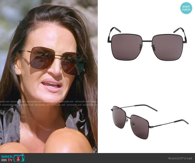 Saint Laurent Oversized Square Metal Sunglasses worn by Lisa Barlow on The Real Housewives of Salt Lake City