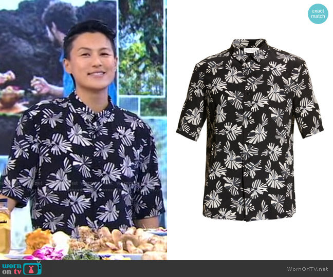 Saint Laurent Origami-Print Sport Shirt worn by Melissa King on Good Morning America