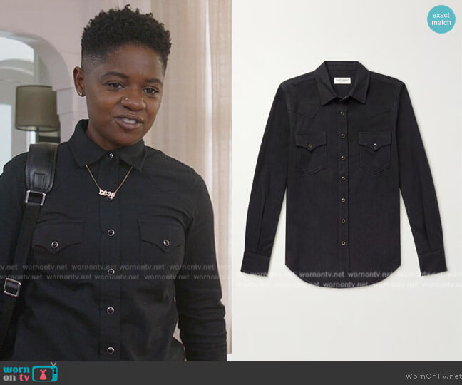 Saint Laurent Slim-Fit Denim Western Shirt worn by Tamia Cooper (Bre Z) on All American