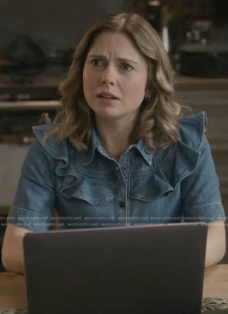 Sam’s ruffled denim shirt on Ghosts