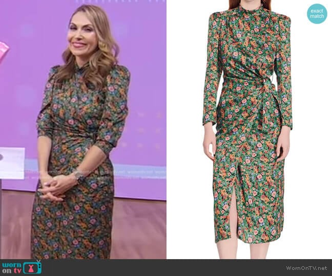 Sandro Lueur Floral Long Sleeve Midi Dress worn by Lori Bergamotto on Good Morning America