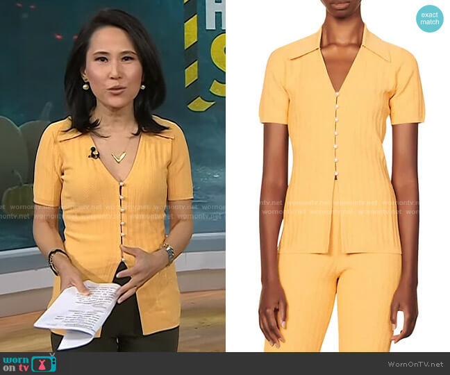 Sandro Porto Knit Button-Up Shirt worn by Vicky Nguyen on Today