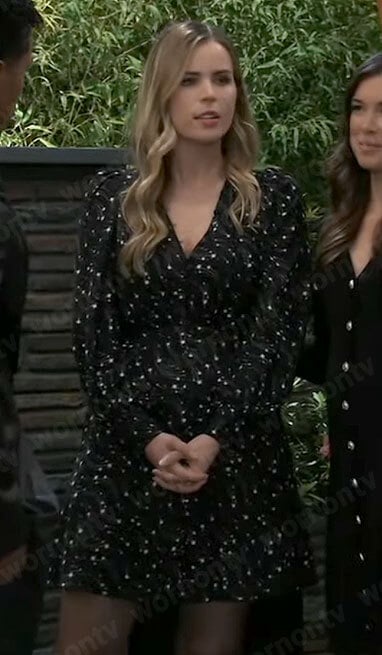 Sasha’s black shooting star print dress on General Hospital