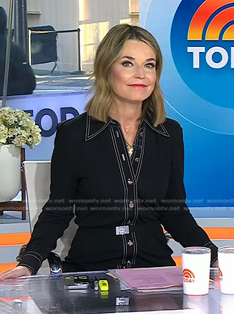 Savannah’s black shirtdress with white stitching on Today