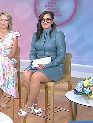 Savannah’s blue leather dress and white sandals on Today