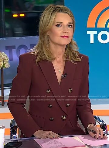 Savannah’s brown double breasted blazer and pants on Today