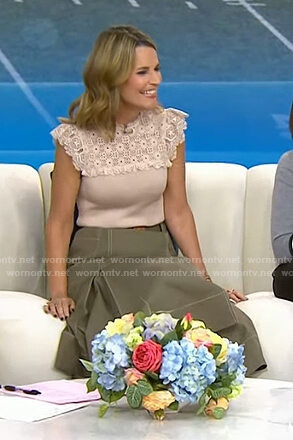 Savannah’s khaki green midi skirt on Today