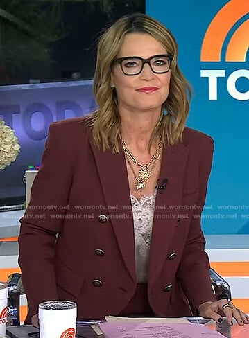 Savannah’s brown double breasted blazer and pants on Today