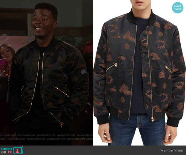 Padded Jacquard Bomber Jacket Scotch and Soda worn by Spencer James (Daniel Ezra) on All American