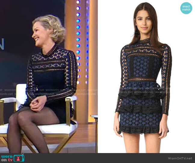 Self Portrait Star Lace Long Sleeve Mini Dress worn by Gretchen Mol on Good Morning America
