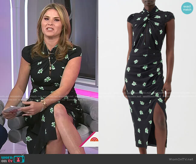 Self Portrait Pansy-Print Crepe Maxi Dress worn by Jenna Bush Hager on Today