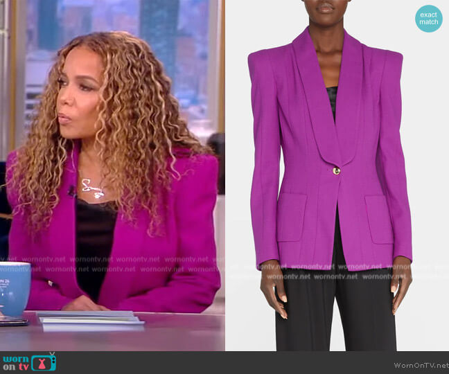 Sergio Hudson Multi-Seamed Wool Shawl-Collar Blazer worn by Sunny Hostin on The View