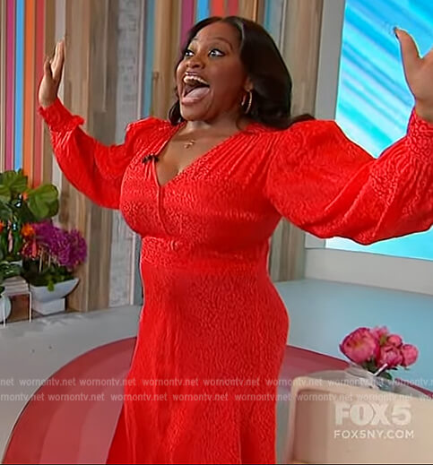Sherri’s red leopard satin dress on Sherri