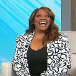 Sherri’s white giraffe print blazer on Sherri