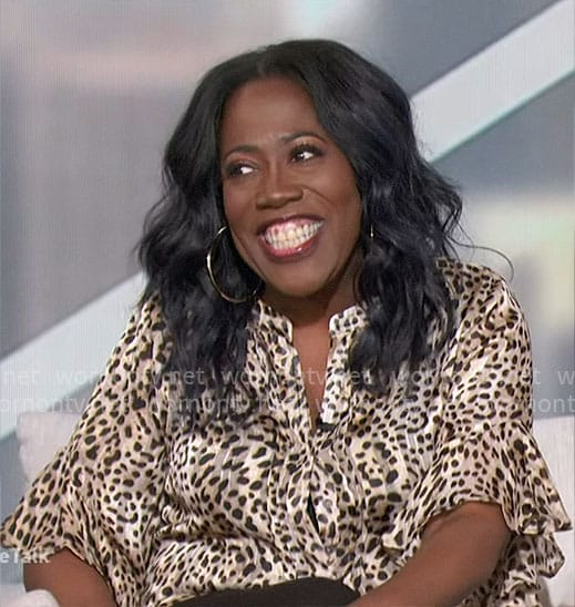 Sheryl’s leopard print flutter sleeve top on The Talk