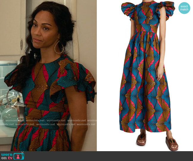 Sika Ruffle Long Dress worn by Amy Wheeler (Zoe Saldana) on From Scratch