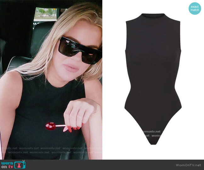 Skims Fits Everybody Sleeveless Mock Neck Bodysuit worn by Khloe Kardashian (Khloe Kardashian) on The Kardashians