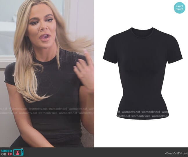 Skims Soft Smoothing T-Shirt worn by Khloe Kardashian (Khloe Kardashian) on The Kardashians