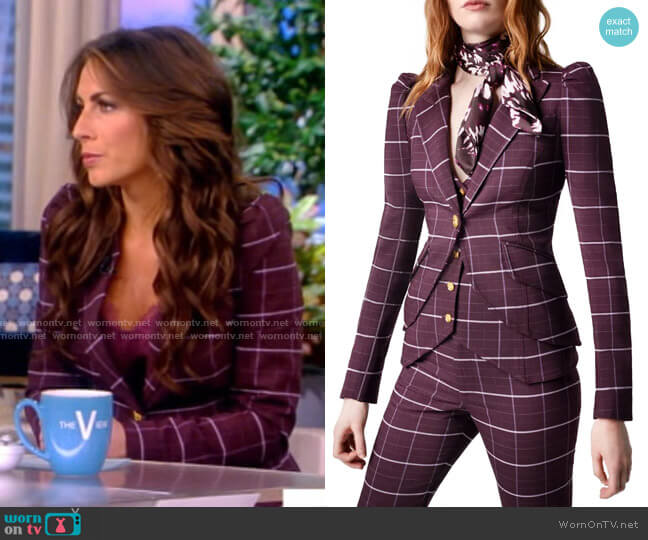 Smythe Windowpane Plaid Puff Sleeve Blazer worn by Alyssa Farah Griffin on The View
