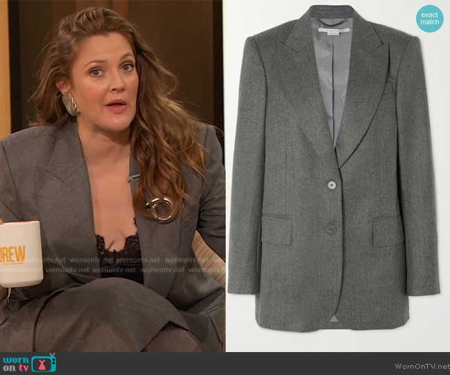 Stella McCartney Wool-flannel blazer worn by Drew Barrymore on The Drew Barrymore Show