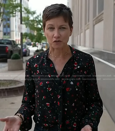 Stephanie’s black floral blouse on NBC News Daily