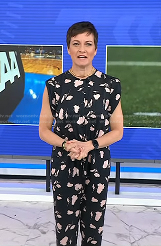 Stephanie’s black floral jumpsuit on Today