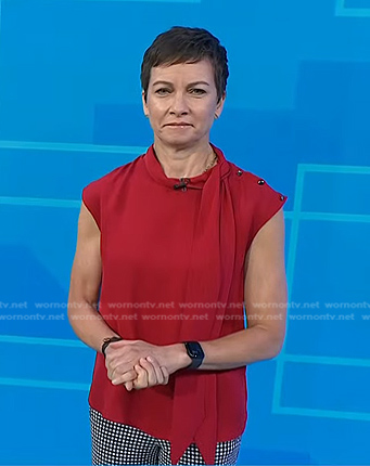 Stephanie’s red tie neck top on Today
