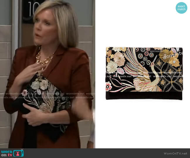 Steve Madden Embroidered Clutch worn by Ava Jerome (Maura West) on General Hospital