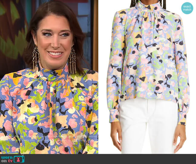Stine Goya Eddy Blouse in Teatime Floral worn by Sarah Gelman on CBS Mornings