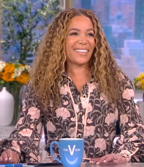 Sunny’s floral print blouse and pants on The View