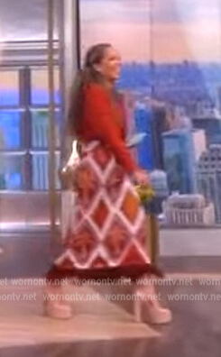 Sunny’s print fringe skirt on The View