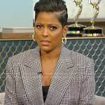 Tamron’s black houndstooth blazer on Tamron Hall Show