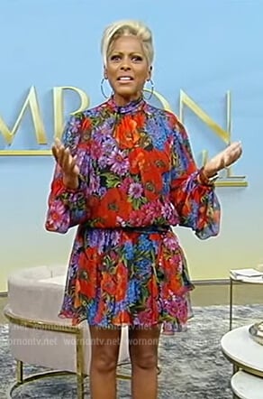 Tamron’s floral print mini dress on Tamron Hall Show