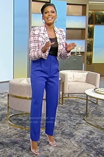 Tamron’s cropped pink blazer on Tamron Hall Show