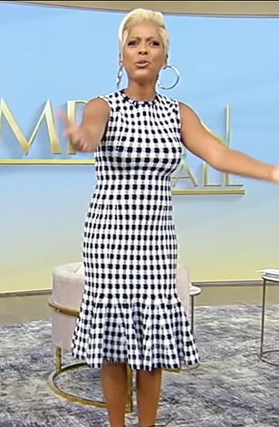 Tamron’s sleeveless check dress on Tamron Hall Show