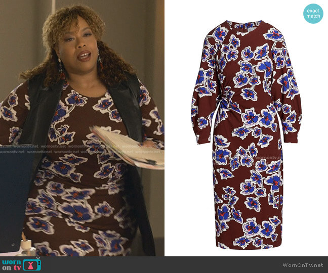 Tanya Taylor Amara Floral Midi Dress worn by Krystal Walters (Angela Grovey) on Reasonable Doubt