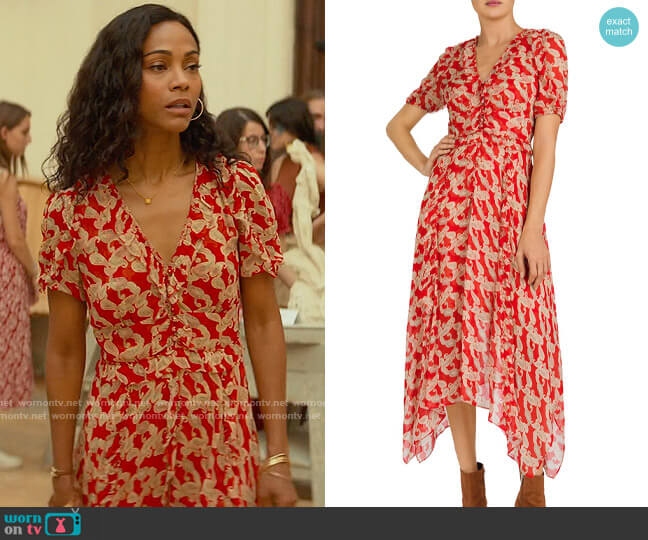 The Kooples Volute Maxi Shirt Dress worn by Amy Wheeler (Zoe Saldana) on From Scratch
