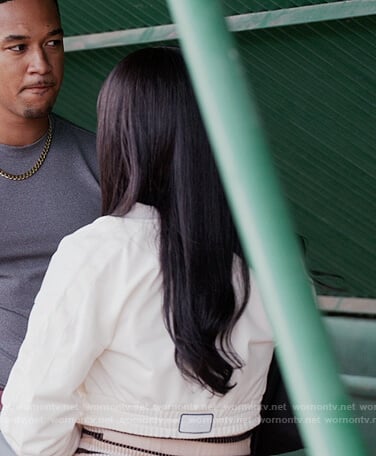 Thea’s white cropped jacket on All American Homecoming