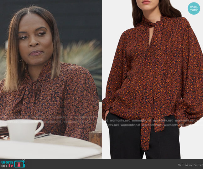 Theory Blouson Sleeve Top worn by Sally Braswell (Nefetari Spencer) on Reasonable Doubt