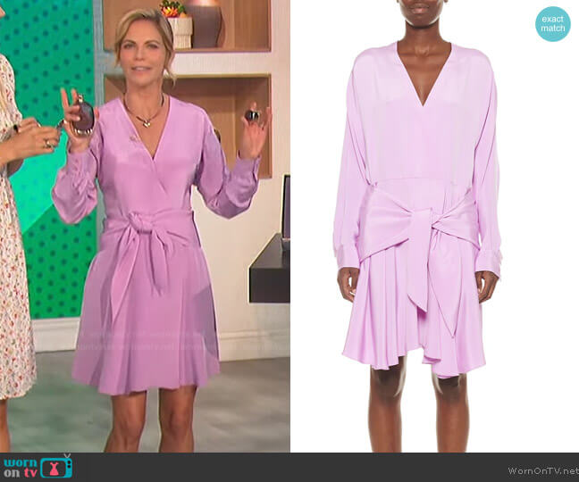 Tibi Silk Draped Faux-Wrap Dress worn by Natalie Morales on The Talk