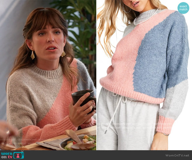 Topshop Abstract Colorblock Sweater worn by Marina (Karla Souza) on Home Economics