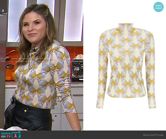 Tory Burch Bird Print Turtleneck Top worn by Jenna Bush Hager on Today