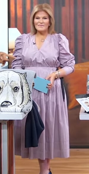 Tory Johnson’s lilac puff sleeve dress on Good Morning America