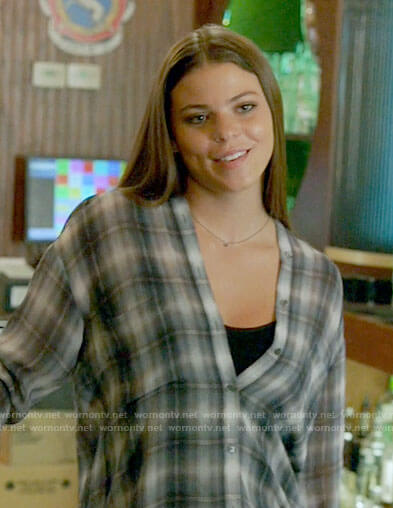 Tracy’s plaid button down top on Chicago Fire