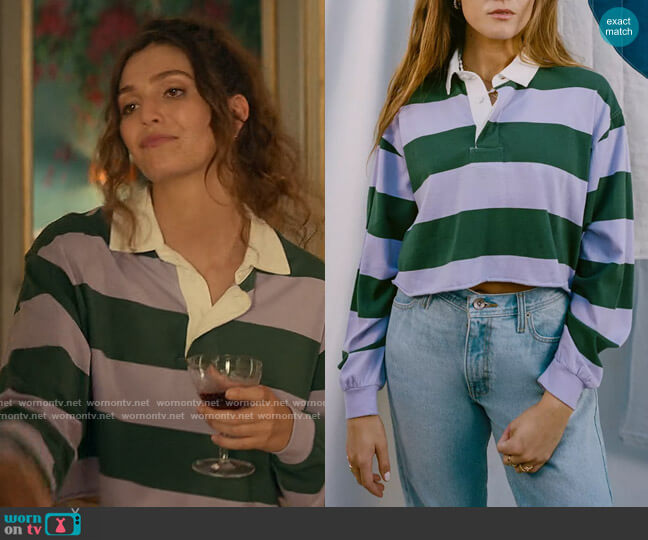 Urban Outfitters Jefferson Cropped Rugby Shirt worn by Lindsay (Alexandria Trewhitt) on From Scratch