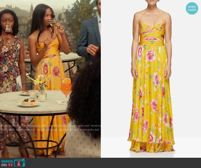 Valentino Floral Gown worn by Amy Wheeler (Zoe Saldana) on From Scratch