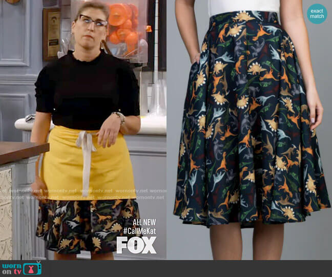 Varga Land Of The Dinosaur Skirt worn by Kat Silver (Mayim Bialik) on Call Me Kat