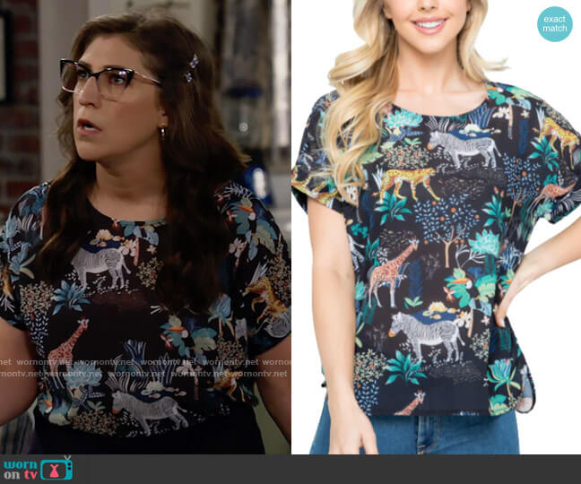 Varga Zoo Party Top worn by Kat Silver (Mayim Bialik) on Call Me Kat