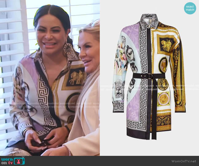 Versace Print Silk Shirt Dress worn by Jen Shah on The Real Housewives of Salt Lake City
