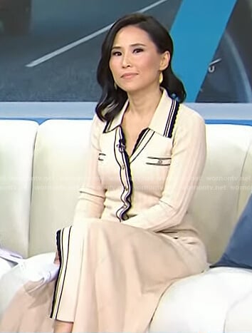 Vicky’s ivory contrast trim ribbed dress on Today